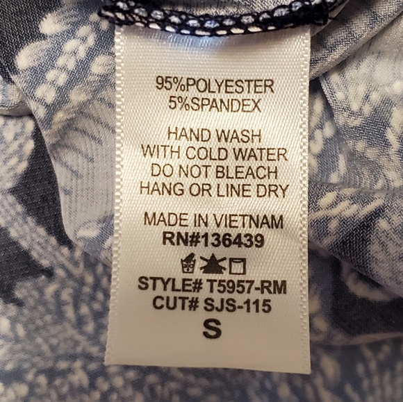 SJS Printed Textured Jersey Crochet Trim Boho Top - Picture 8 of 8